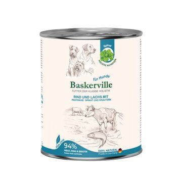 Вологий корм для собак Baskerville HF Holistic Яловичина та лосось, 800 г 4250231541889 фото