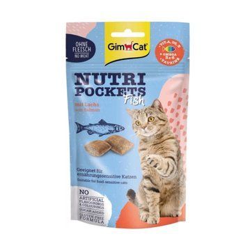 Хрусткі подушечки для котів GimCat Nutri Pockets Лосось Fish 60 г 4002064419626 фото