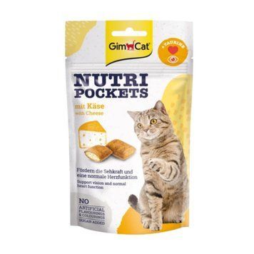 Хрусткі подушечки для котів GimCat Nutri Pockets Сир та Таурин 60 г 4002064419237 фото
