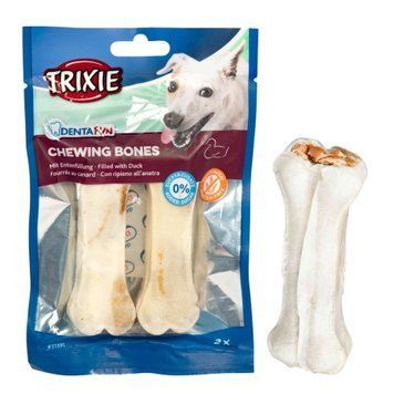 Ласощі для собак Trixie Denta Fun жувальні кісточки з качкою, 10 см, 70 г 4011905313917 фото