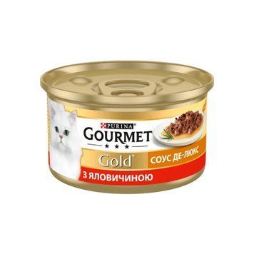 Вологий корм для котів Purina Gourmet Gold Соус Де-Люкс з яловичиною (консерва) 7613036705134 фото