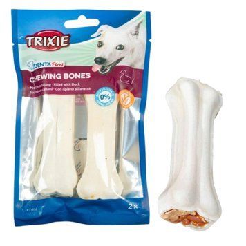 Ласощі для собак Trixie Denta Fun жувальні кістки з качкою, 12 см, 2 шт/120 г 4011905313924 фото