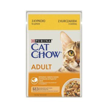 Вологий корм Purina Cat Chow з куркою та цукіні в желе (пауч) 7613036595049 фото