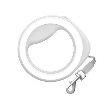 Повідець-рулетка для собак Collar WAUDOG R-leash, кругла,XS-M, ДО 40 КГ, 2,9 М, світловідбиваюча стрічка - біла 4823089328522 фото