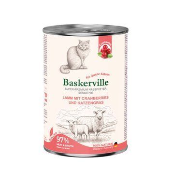 Вологий корм для котів Baskerville Ягня з журавлиною та котячою м'ятою, 400 г 4250231541841 фото