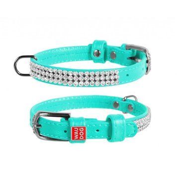 Нашийник Collar WAUDOG GLAMOUR, зі стразами, ширина 12 мм, довжина 21-29 см, ментоловий 4823089318608 фото