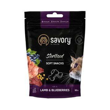 М'які ласощі для стерилізованих котів Savory Sterilised Lamb & Blueberry 50 г 4820232631416 фото