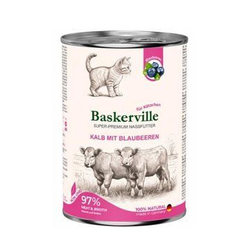 Вологий корм для кошенят Baskerville Телятина з чорницею, 400 г 4250231541797 фото