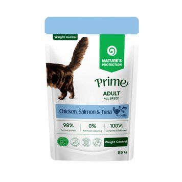 Вологий корм для котів Nature's Protection Prime Weight Control з куркою, лососем та тунцем, 85 г 4771317479174 фото