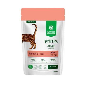 Вологий корм для стерилізованих котів Nature's Protection Prime з лососем та фореллю, 85 г 4771317479150 фото