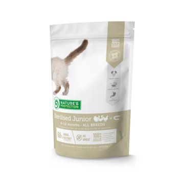 Сухий корм для стерилізованих кошенят Nature's Protection Junior Poultry з крилем (6-12 місяців), 400 г 4771317457721 фото