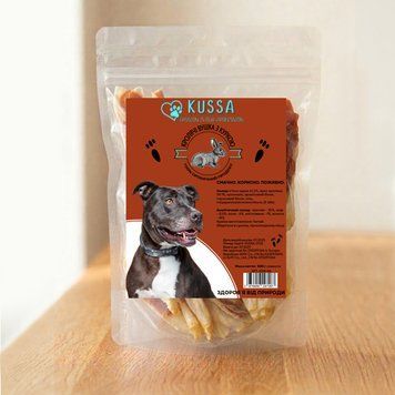 Ласощі для собак Kussa Кролячі вушка з куркою, 500 г  2976850297267 фото