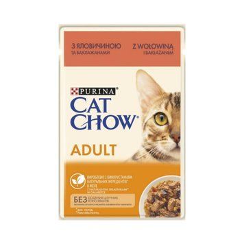 Вологий корм Purina Cat Chow з яловичиною та баклажанами в желе (пауч) 7613036595025 фото