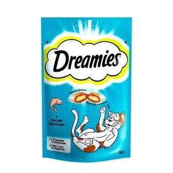 Хрусткі подушечки Dreamies з лососем 60 г 4008429037962 фото